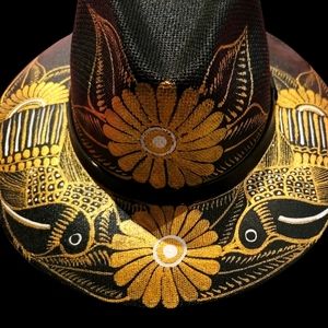 Black and Gold Hand Painted Hat